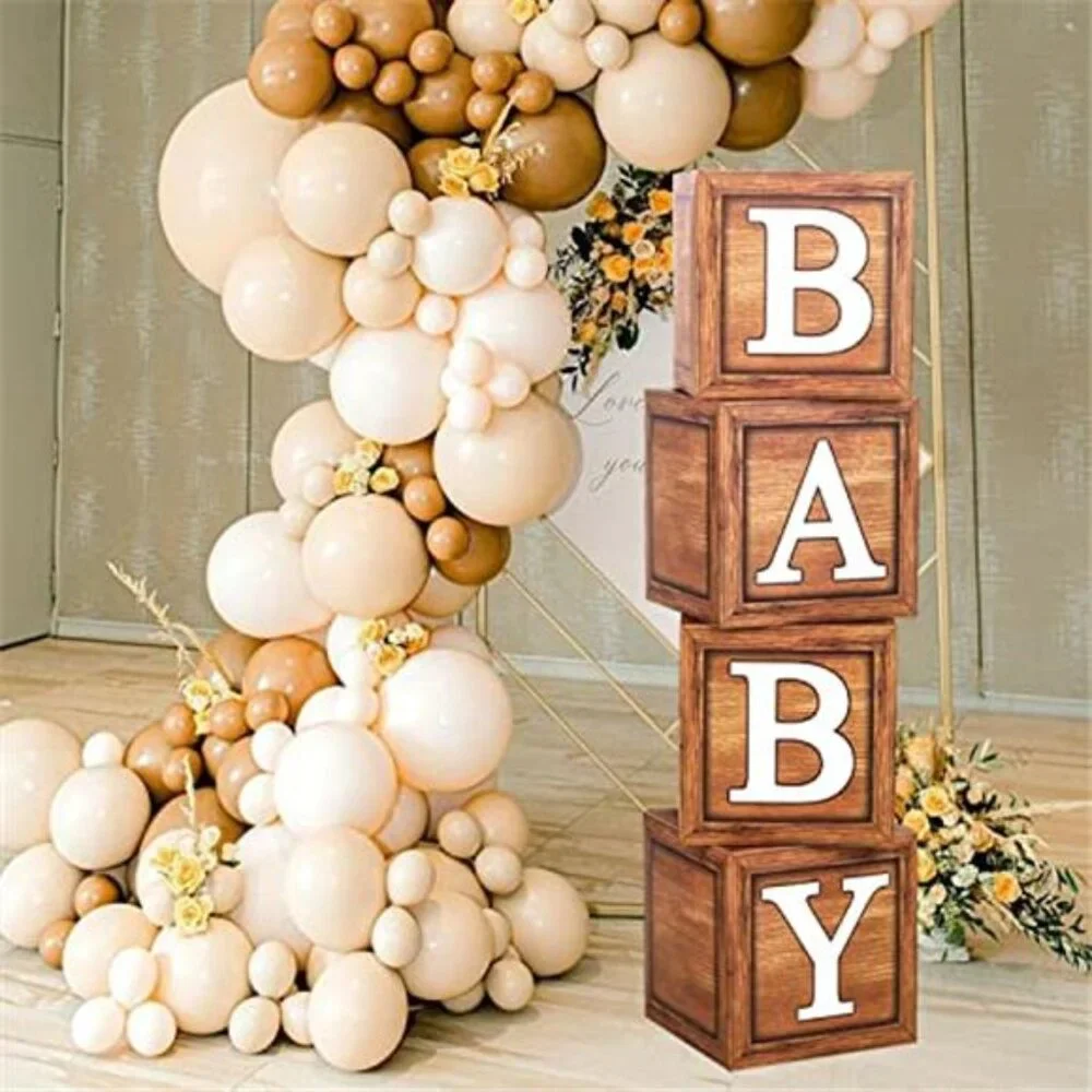 Baby Shower Decorations Wood Blocks Baby Boxes Letters Gender Reveal Party Girl